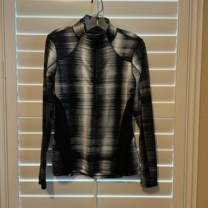 Ladies’ black and white long-sleeved athletic top-M